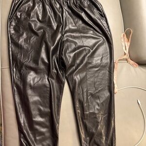 Johnny Was Black Faux Leather Pants
